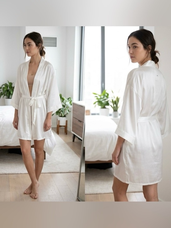 La SENZA Other - NWT La Senza Silver Satin Kimono Robe Self-Tie Belt Women’s L/XL